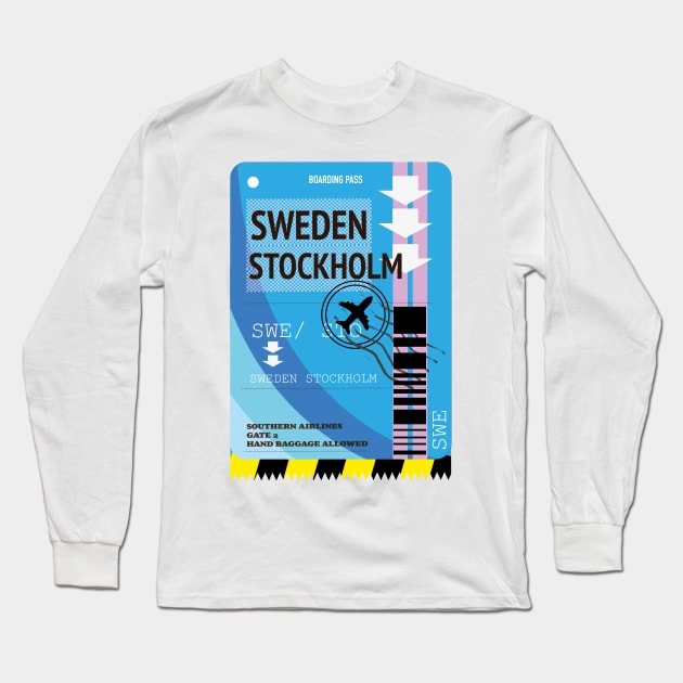 Sweden Stockholm travel ticket Long Sleeve T-Shirt by nickemporium1